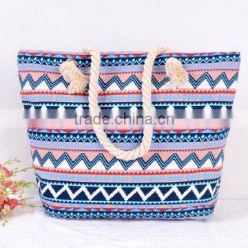 2016 Women's Canvas Straw Beach Bag Casual Tote Shoulder Bag Purse Handbag