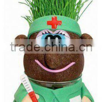 home decorations grass growing toy, cheap desktop promotional gift grass head dolls