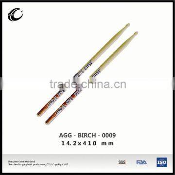 2015 high quality drumstick musical instrument drumstick wooden drumstick with logo printing 6f wooden drumstick