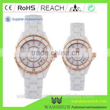 2016 Fashion Replacement Sapphire Withe Ceramic Lovers Watch With Crystal photo-3