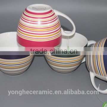 Porcelain cappuccino cups with special decal printing