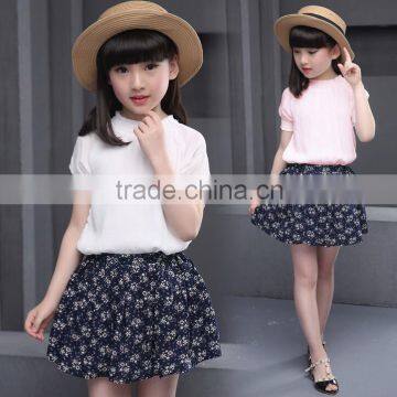 1982 2016 New summer children floral print 2 pcs skirt suit