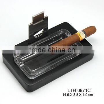 Crystal glass ashtray Cigar Ashtray with cutter wholesale