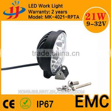 Factory Price Vehicle Truck Jeep Offroad 12v 21w Led Work Light for Cars/ Trucks/ Motorcycles