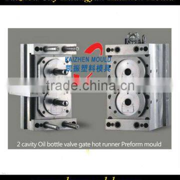 2 cavity oil bottle valve gate hot runner PET preform mould