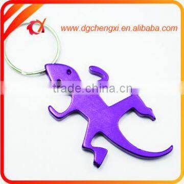 aluminum purple gecko shaped bottle opener keychain