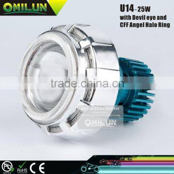 Wholesale item U14 12-80V 25W LED motorcycle headlight with CFF Angel Halo Ring                        
                                                Quality Choice