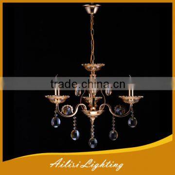 Chinese Best K9 Champagne Crystal Candle Chandelier with 3 lights