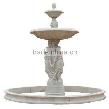 Garden and Plaza Decoration Hand Carving Yellow Marble Angel Fountain photo-3