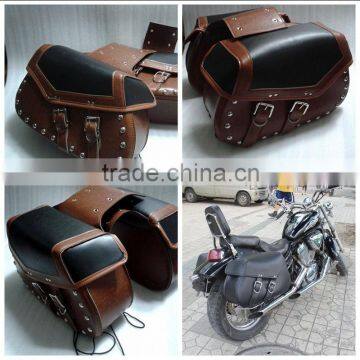 Motorcycle Cruiser Leather Saddle Bags Universal Fit / High Quality