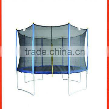 Outdoor gymnastic trampoline with enclosure