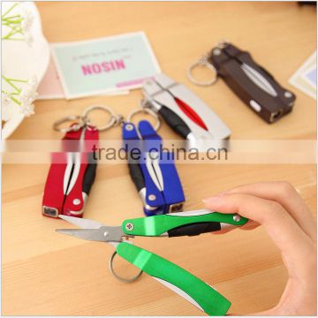 foldable 3 in 1 multifunctional pen with scissors and LED flashlight