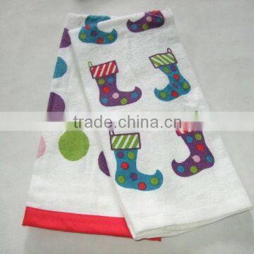 Silk screen printed kitchen velour towel