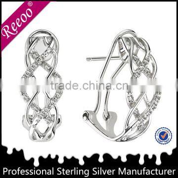 silver diamond stud earring earring in 925 sterling silver findings