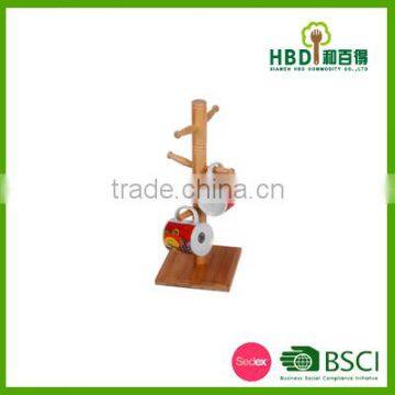 Wooden/ Bamboo Mug Tree Holder With Coasters /bamboo Cup Holder