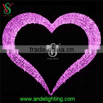 Dreamlike fancy big pink heart shape led light with 2m height