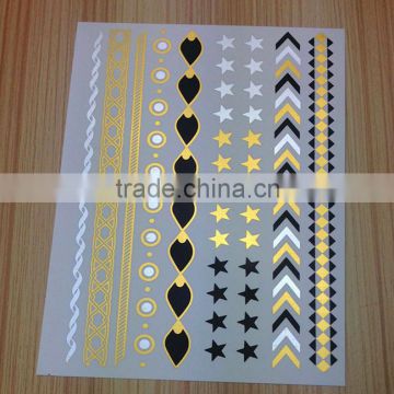 A5 sheet nice jewelry foil tattoos metallic gold sticker tattoos