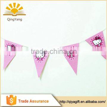 Hello Kitty girls theme party decorations birthday supplies cute string paper banner