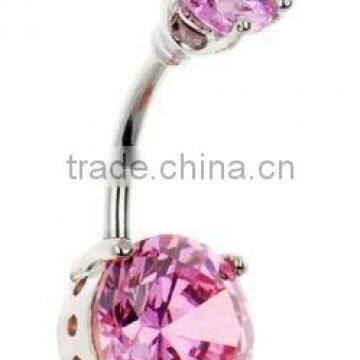 pink 10mm Round Cubic Zirconia belly button navel ring,belly ring,316L jewlery