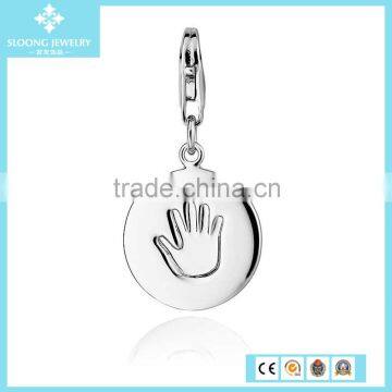 Cool Silver Jewelry Engraveable Hand Print Charm in Sterling Silver