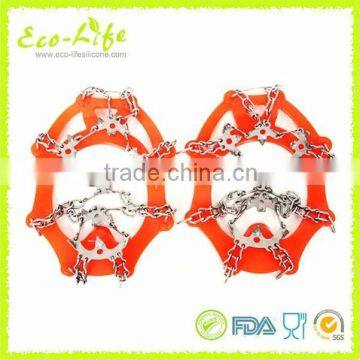 1 Pair Mountaineering Hiking Anti-Slip Silicone Shoe Crampons, Eight Tines Ice Grippers photo-4