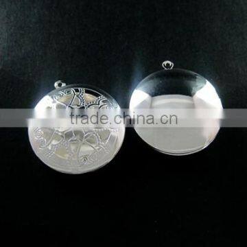 32MM Vintage Style Silver Plated Flower Filigree Round Photo Locket Pendants DIY Supplies 1112016 photo-2