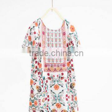 Kids Clothes Factory Manufacturer Eco-friendly Elegant Flowers Printing One Piece Girls Party Dresses