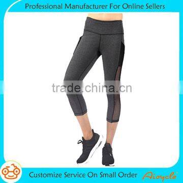 Womens Mesh Capri Workout Yoga Pants Running Tights Active Leggings