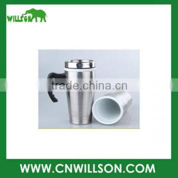 Insulated stainless steel ceramic mug with lid ceramic coffee mug