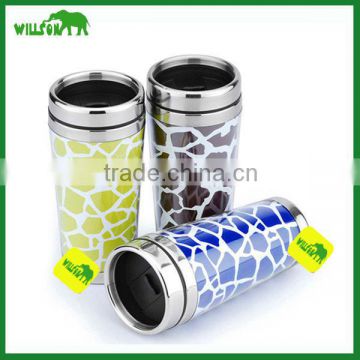 2016 new paper insert thermal coffee mug/plastic advertising cup thermal coffee cup