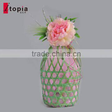 New developed green round bamboo food packaging basket