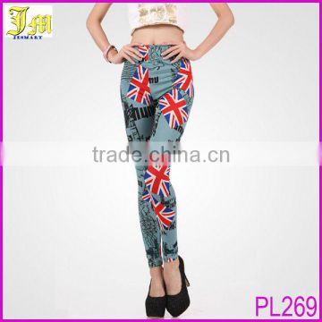 Wholesale professionally Customize New Sexy Slim Fashion High Elastic UK USA Flag Print Tight Leggings Pants