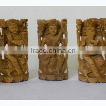 Hindu God Shiva Krishna Goddess Laxmi Sarasvati ganesha Sandalwood Statue Murti