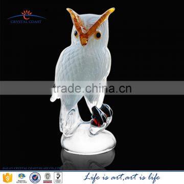 murano glass figurine christmas decoration owl; white hand blown owl christmas ornaments; murano glass owl statues