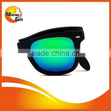 Black Foldable Sunglasses with Green Lens