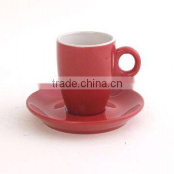 200--300ml Red promotion glazed ceramic mug with saucer