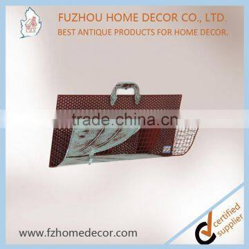 Decorative Metal Magazine Storage Holder With Wooden Board for Wall Decoration photo-6