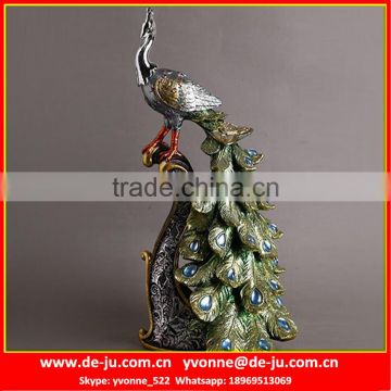 Crystal Tail Peacock Resin Sculpture