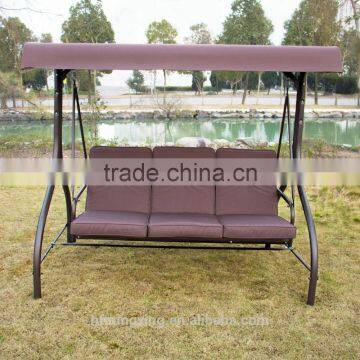 Patio Swing Hammock Chair with Cushion (Brown 3 Seat Bed swing)