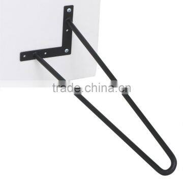 Furniture assembly hardware 19 inch black coated 2 rod hairpin leg