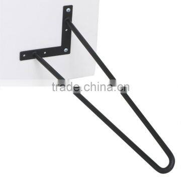 Furniture Assembly Hardware 19 Inch Black Coated 2 Rod Hairpin Leg