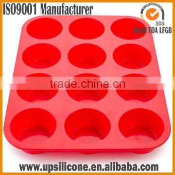 BPA Free Nonstick Red 12 -cup Silicone Baking Pan Silicone Muffin Pan photo-3