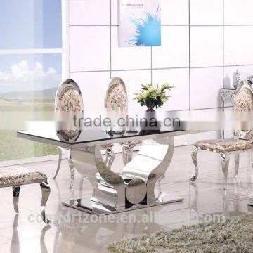 A8035 Modern Design Clear Glass Top Dinning Table With Stainless Steel Feet photo-3