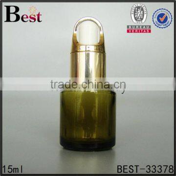 China 15ml Dark Green Frosted Cosmetic Essence Perfume Empty Glass Bottle Basket Dropper Bottle Glass Wholesale photo-6