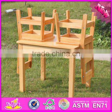 2016 New Design Natural Solid Wooden Children Table and Chairs W08G172 photo-6