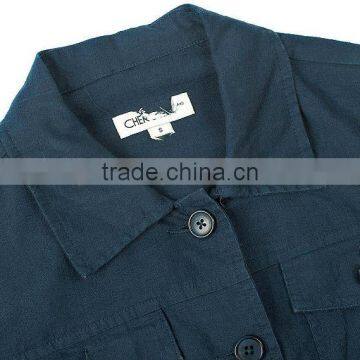 Ladies' 100% Linen Casual Long Sleeve Shirt With Four Pockets photo-3