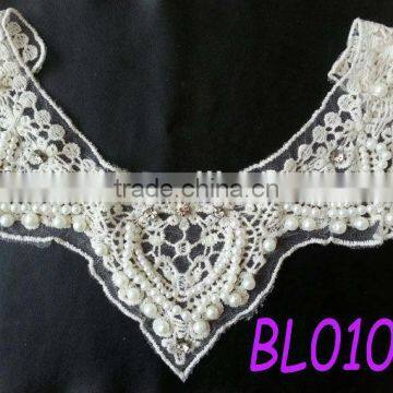 Fashionable diamond Pearl Clothes embroidery cotton lace collar