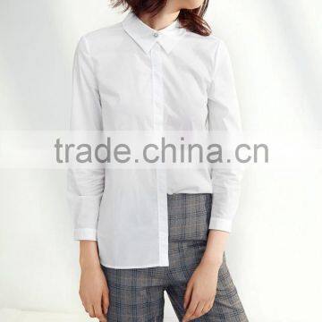 Custom Cotton+spandex Long Sleeve Fashion Ladies Blouses Shirts for Women photo-2