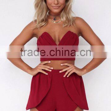 woman fashion 2 piece set sexy romper latest design playsuit