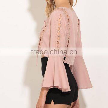 Women Fashion Clothes Crochet Detail Crop Top Summer Top and Blouses for Women photo-2